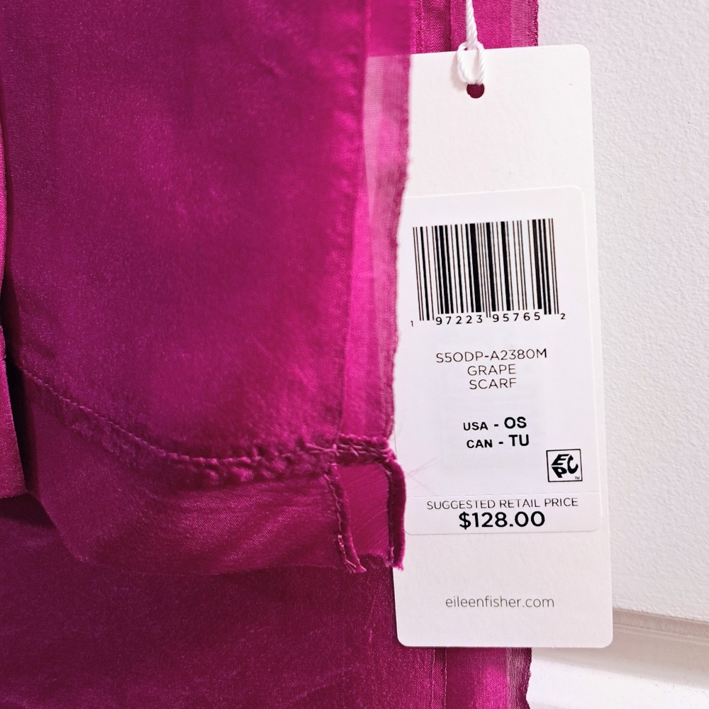 Eileen Fisher Washed Silk Scarf Grape - Picture 7 of 10